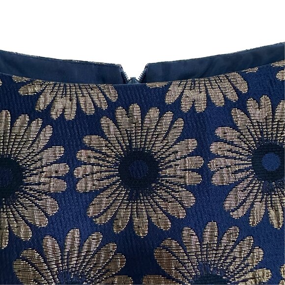 Boden Navy and Gold Floral Midi Dress - Picture 4 of 8